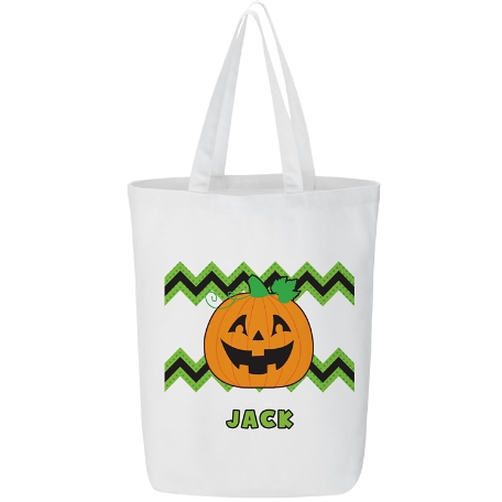 Fiendish Fun Halloween White Treat Bag-Pumpkin