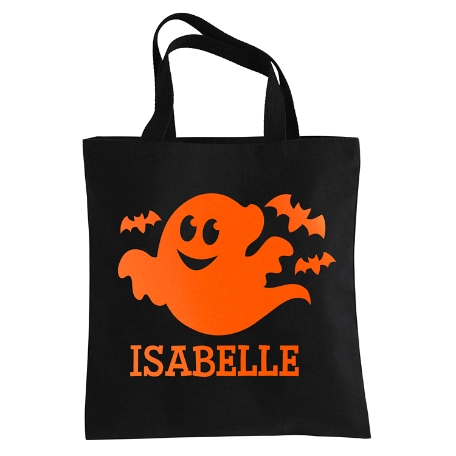 Ghostly Ghouls Halloween Reflective Black Treat Bag - Ghost