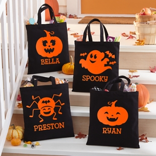 Ghostly Ghouls Halloween Reflective Black Treat Bag