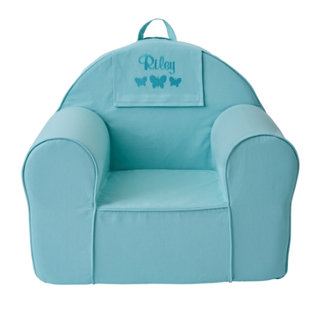 Embroidered Icon Take Along Chair Flap - Teal - Butterfly