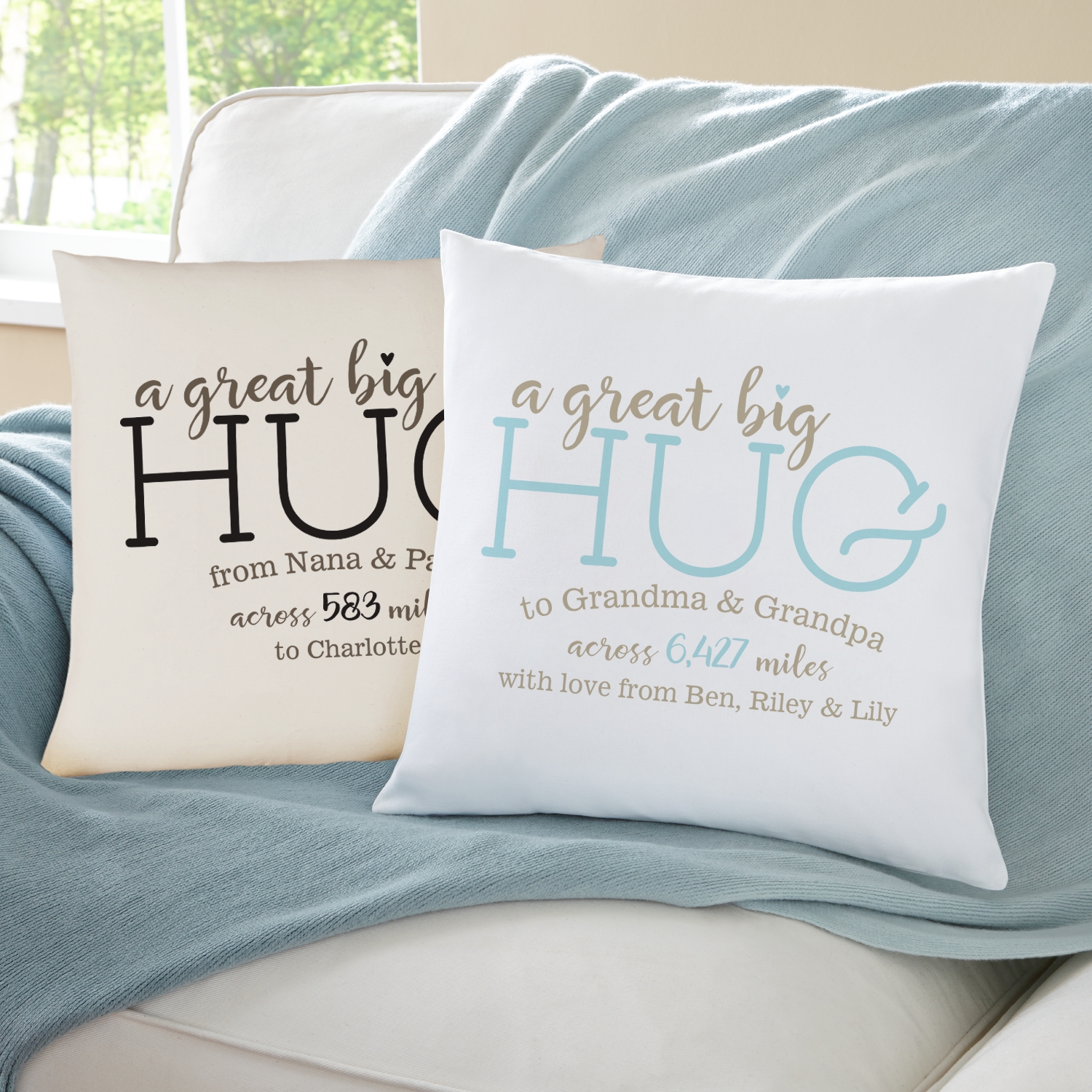 Download Hugs From Far Away Throw Pillow Personal Creations