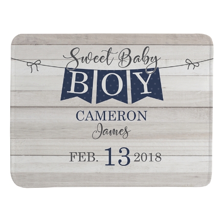 Sweet Baby Banner Plush Blanket - Navy