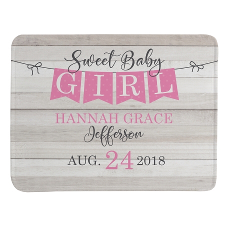 Sweet Baby Banner Plush Blanket - Pink