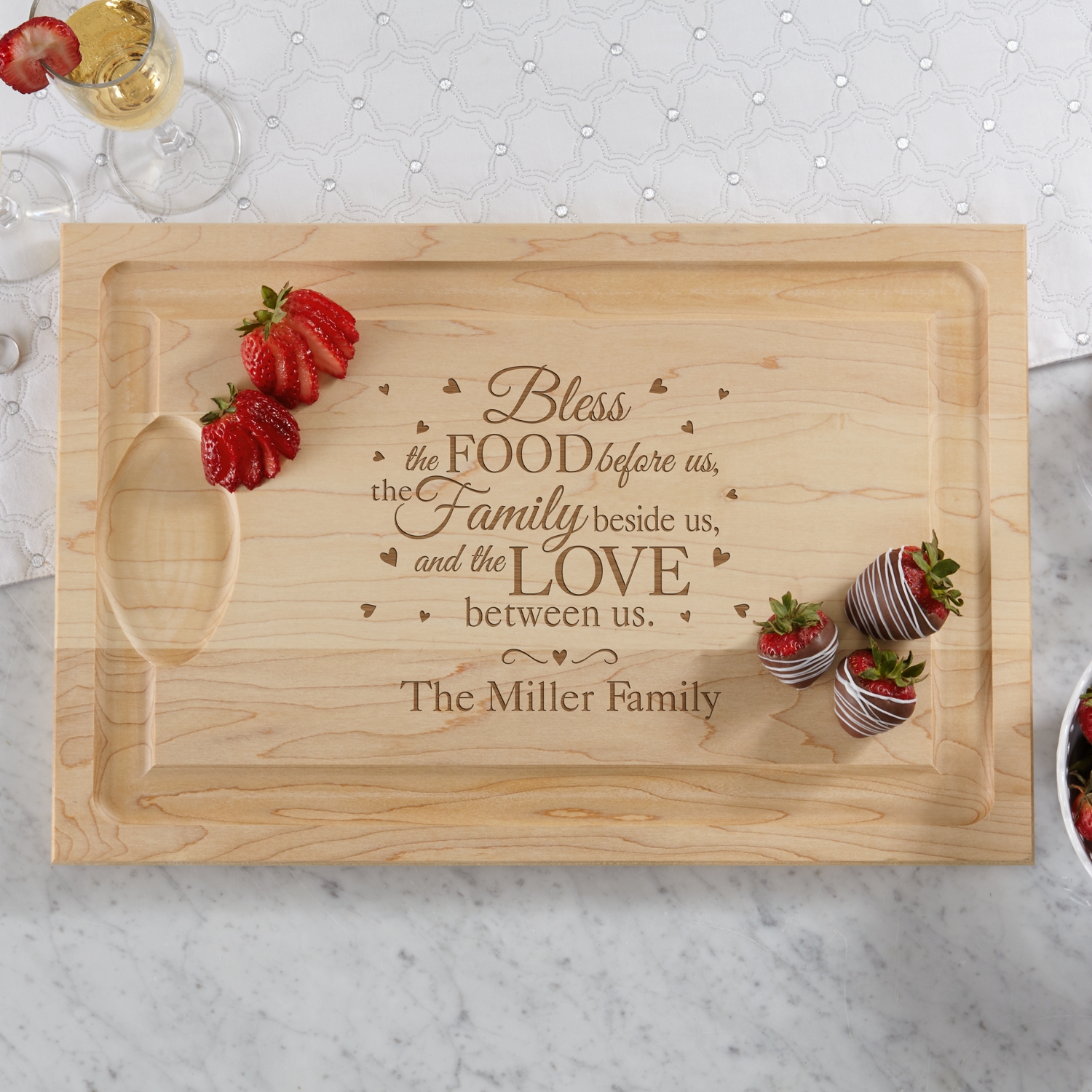 Bless This Food Maple Personalized Wooden Cutting Board