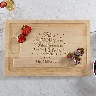 Bless This Food Maple Wood Cutting Board