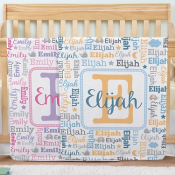 Personalized Name Collage Baby Blanket