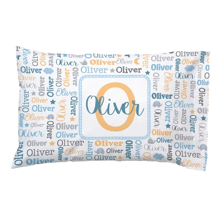 Collage Name Pillowcase-Microfiber- Blue