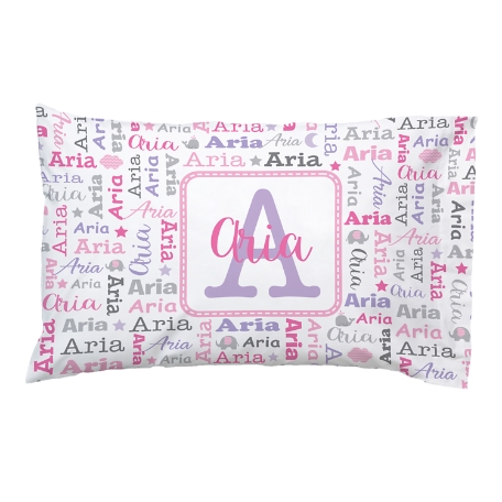 Collage Name Pillowcase-Microfiber - Pink