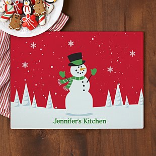 Holiday Happiness Glass Cutting Board