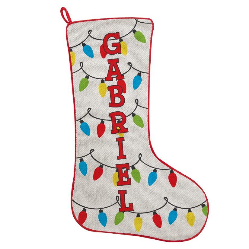 Holiday Lights Stocking White Personal Creations