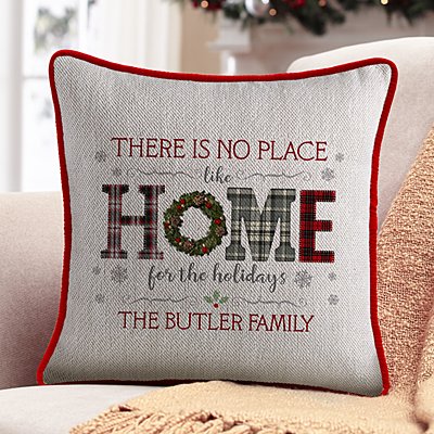 Home for the Holidays Velvet Throw Pillow