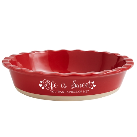 Life Is Sweet Stoneware Pie Dish - Red