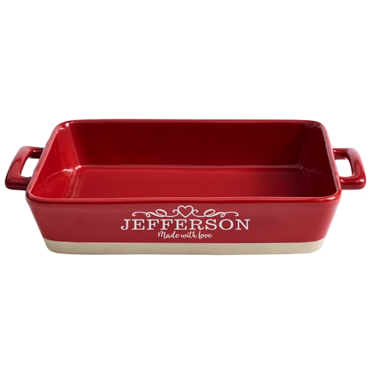Made With Love Personalized Red Casserole Baking Dish