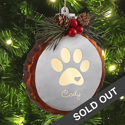 Paw Print Rustic Lighted Glass Bauble