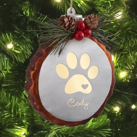 Download Paw Print Rustic Lighted Glass Ornament Personal Creations