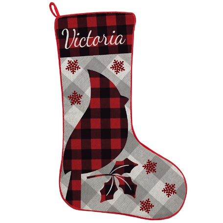 Perfectly Plaid Rustic Stocking- Cardinal