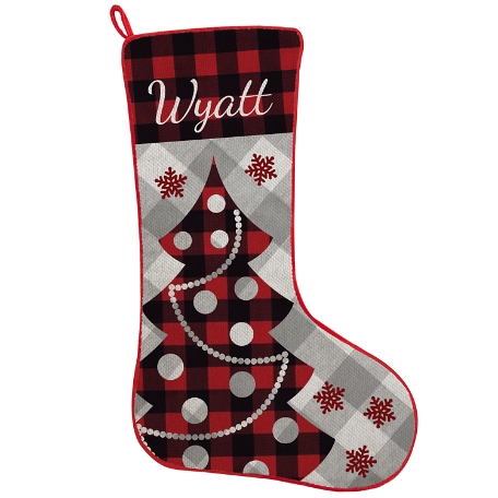 Perfectly Plaid Rustic Stocking - Christmas Tree