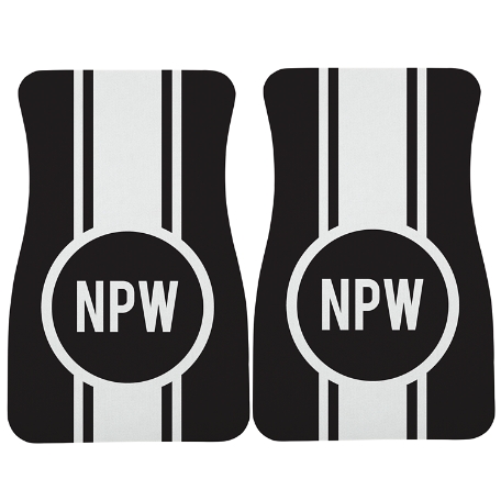 Race Stripes Car Mat - Black/White Monogram