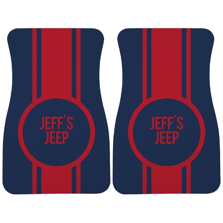 Race Stripes Car Mat - Navy/Red - Message