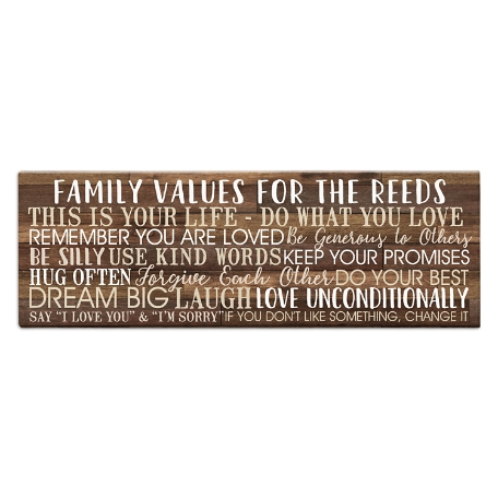 Shiplap Family Values Canvas - Brown- 9x27
