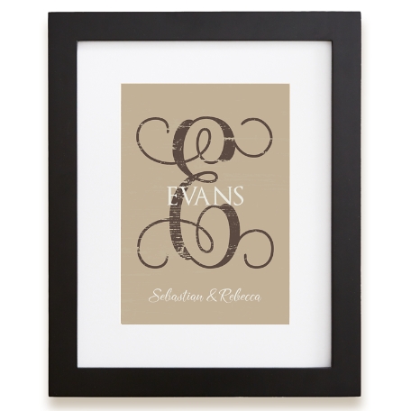 Weathered Initial Framed Print - Tan