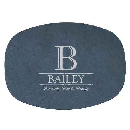 Decorative Monogram & Name Platter - Blue