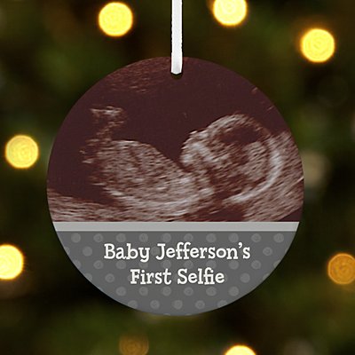 Baby’s First Selfie Photo Round Ornament