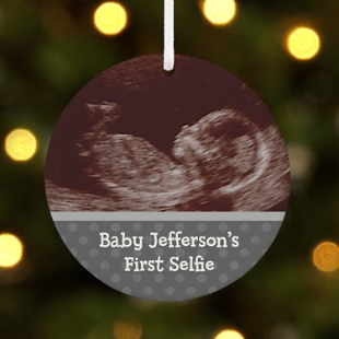 Baby’s First Selfie Photo Round Ornament
