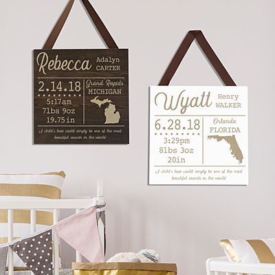 All About Our Baby Square Wood Plaque