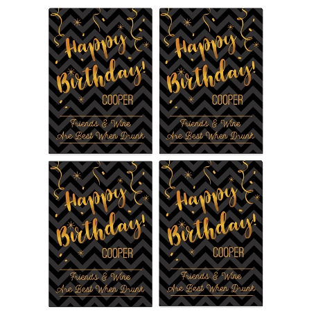 Birthday Wine Labels(Set of 4)-Black