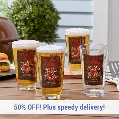 Chillin' & Grillin' Pint Beer Glass