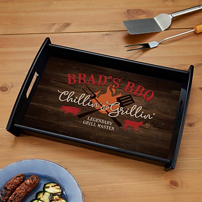 Relax & Grill Personalized Wood Tray