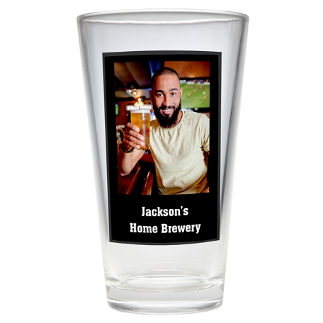 Photo Message Pint Beer Glass - Single Glass - Black