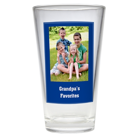 Photo Message Pint Beer Glass - Single Glass - Blue