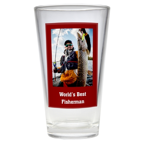 Photo Message Pint Beer Glass - Single Glass - Red