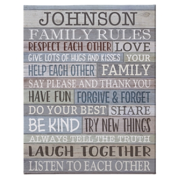 Rustic Family Rules Canvas - 11X14