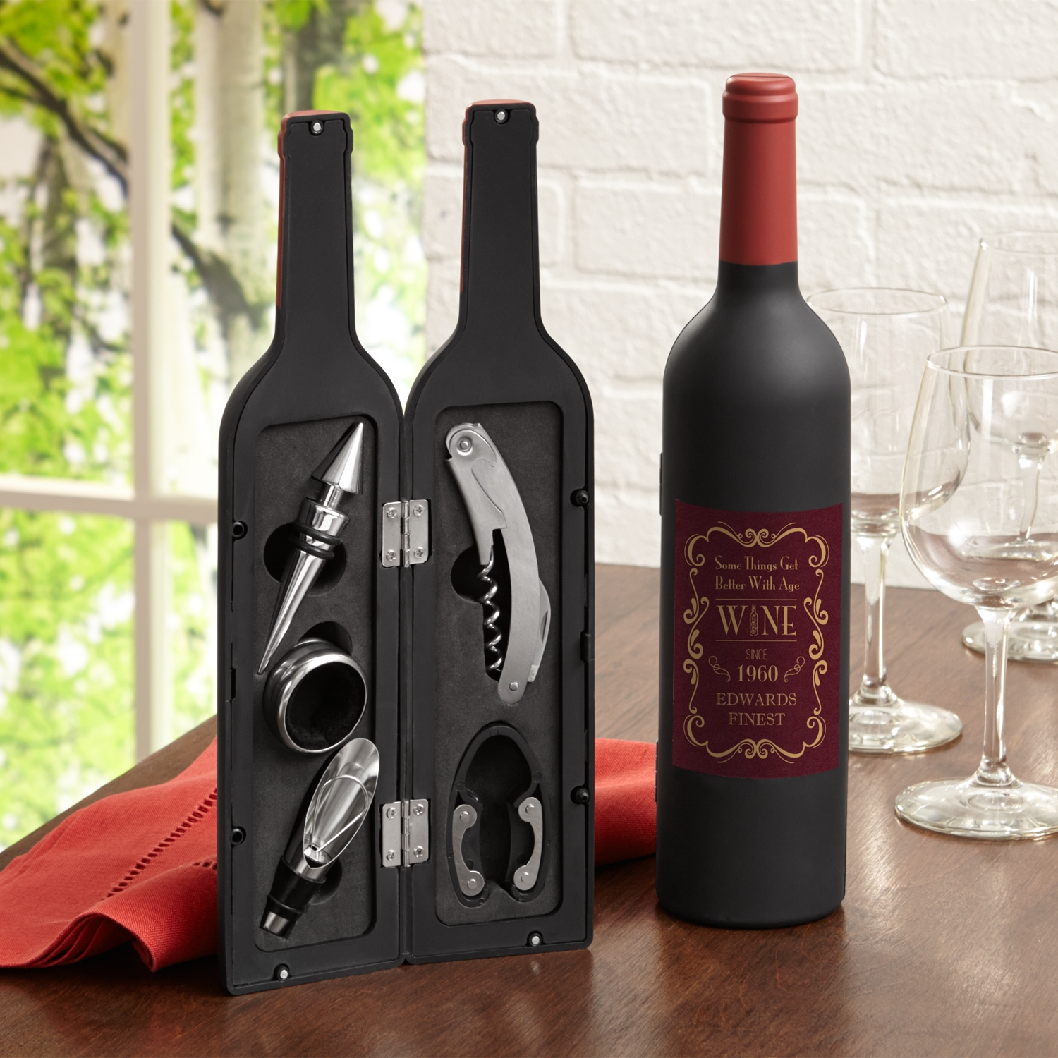 Personalized 5 PC Luxury Wine Gift Set Wine Lover Gift - Home Wet Bar