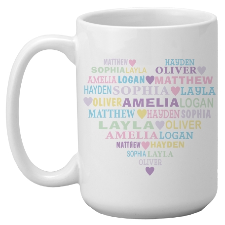 Pastel Heart Full of Love Mug - 15oz
