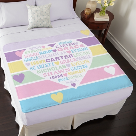 Pastel Heart Full of Love Plush Blanket