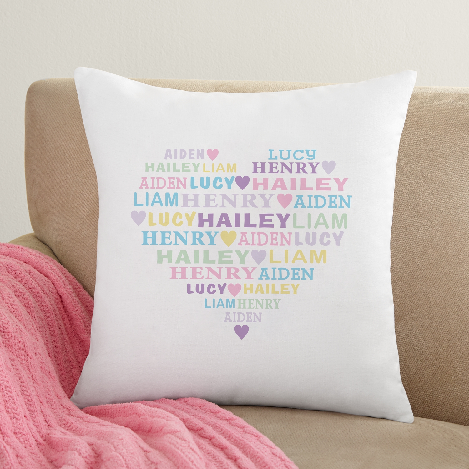 Pastel Heart Full of Love Throw Pillow