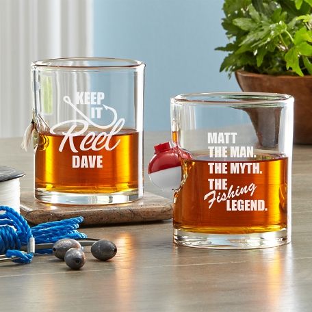 Fishing Legend Stuck In Glass Barware