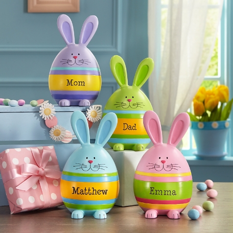 Striped Resin Egg Bunnies