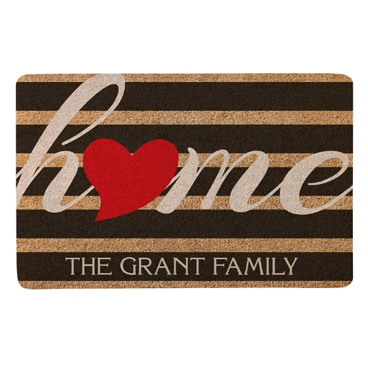 Striped Heart Home Doormat 17x27 Personal Creations