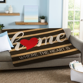 Striped Heart Home Plush Blanket
