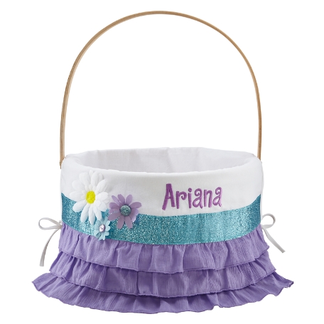 Colorful Daisy Round Wicker Basket