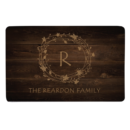 Floral Wreath Doormat-Brown-17x27