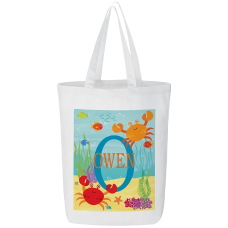 My Own Beachy Name Tote Bag-Crab