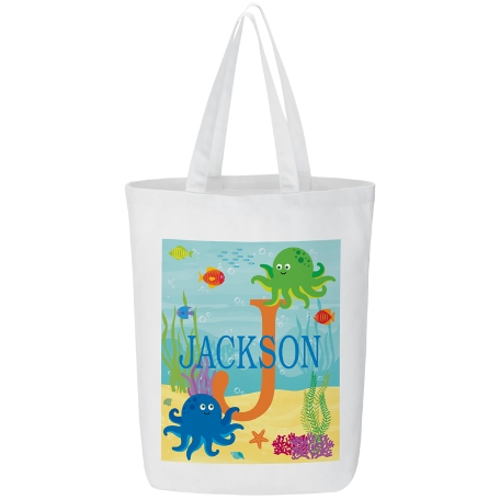 My Own Beachy Name Tote Bag-Octopus