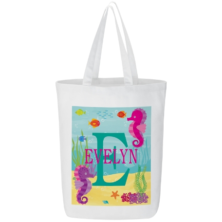 My Own Beachy Name Tote Bag-Seahorse
