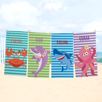 Aquatic Stripes Personalized Beach Towel